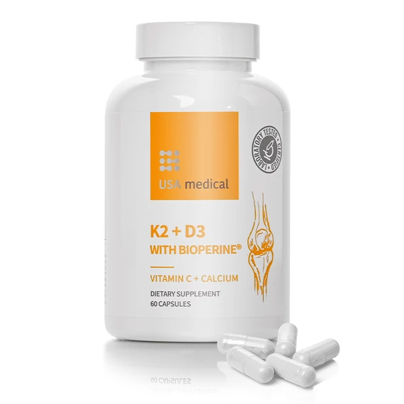 K2+D3 kapszula C-vitaminnal és Bioperine® feketebors kivonattal 60 db